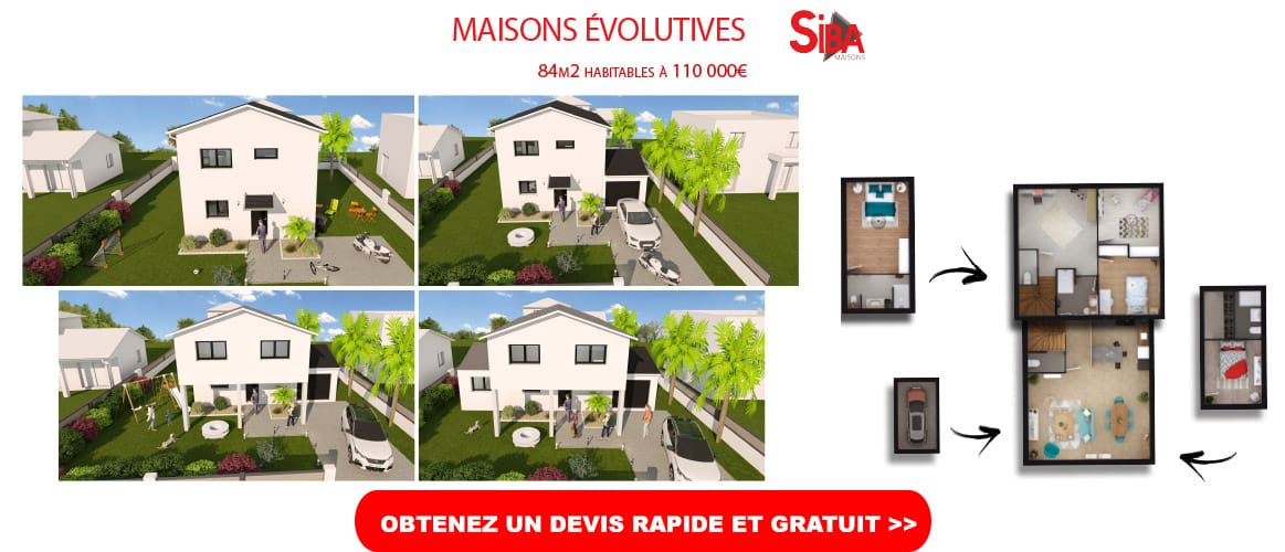 Maisons évolutives 84m² habitables à 110000€